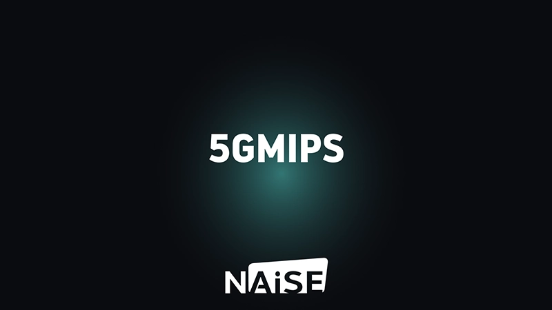 5GMIPS and NAiSE project branding on dark background representing intelligent hybrid intralogistics and autonomous transport coordination