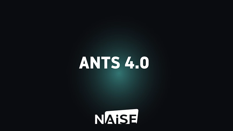 ANTS 4.0 and NAiSE project branding representing bio-inspired autonomous intralogistics and self-organizing material flow research