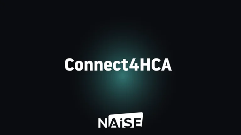 Connect4HCA and NAiSE partnership branding on gradient teal background representing advanced factory automation research collaboration